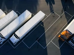 Overview of semis in parking lotOverview of semis in parking lot